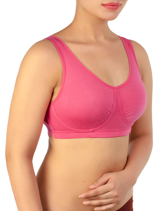Double Layered Modal Stay at Home/ Maternity/ Sleep Bra (Pink)