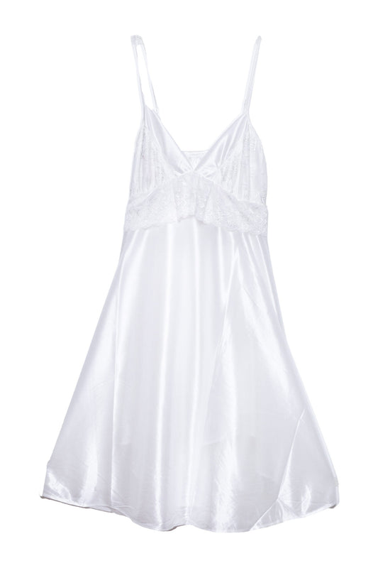 Premium Quality Satin Silk Night Wear Moon Light White
